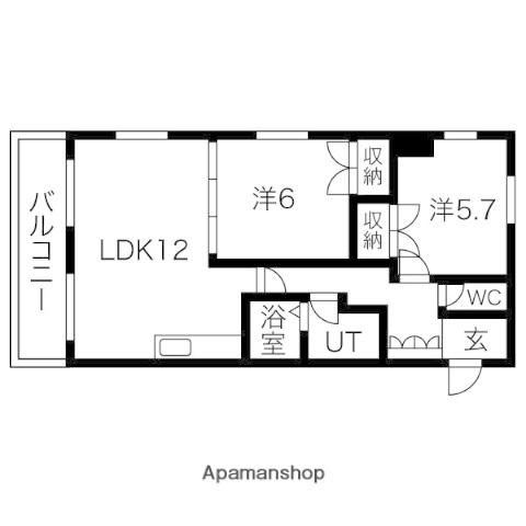 名鉄豊田線 浄水駅 徒歩10分 6階建 築26年(2LDK/2階)の間取り写真