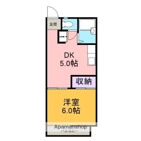 トレンディ青葉Ⅱ(1DK/2階)の間取り写真