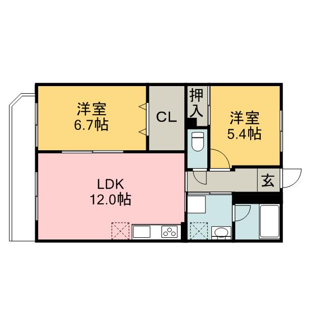 ホワイトホーク(2LDK/3階)の間取り写真