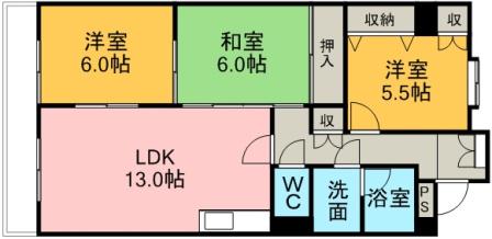 サクシード(3LDK/3階)の間取り写真