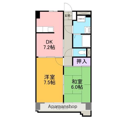 サンヨウハイネス(2DK/1階)の間取り写真