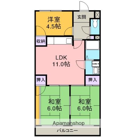 アメニティ板倉(3DK/3階)の間取り写真