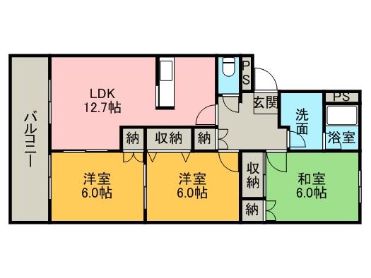 ベルクレスト(3LDK/3階)の間取り写真