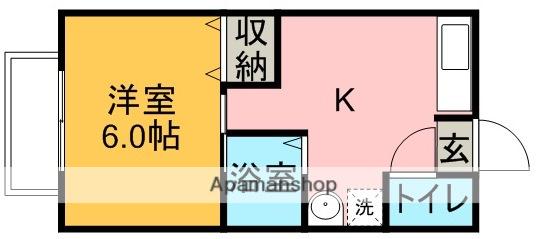 セナールⅡ(1K/2階)の間取り写真