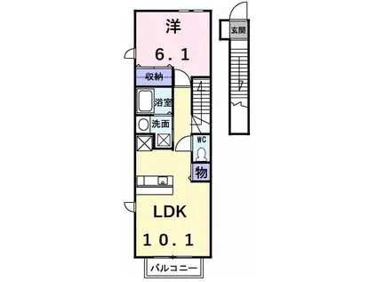 愛知環状鉄道 三河上郷駅 徒歩38分 2階建 築18年(1LDK/2階)の間取り写真