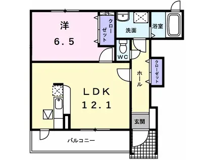 メゾンヌフファミーエ Ⅱ(1LDK/1階)の間取り写真