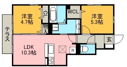 セジュール杉(2LDK/1階)の間取り写真