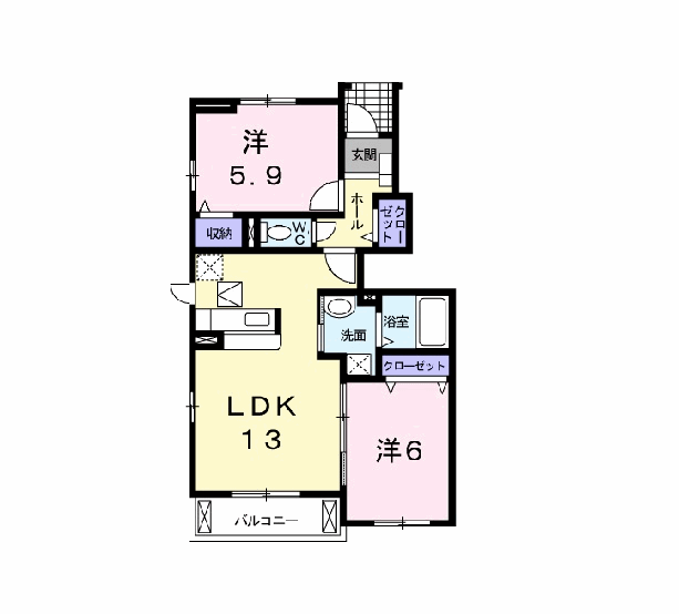 サニークレイン(2LDK/1階)の間取り写真