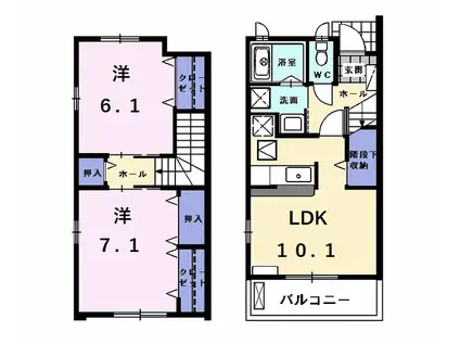 ドエルシャルマン(2LDK/1階)の間取り写真