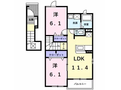 クローバー(2LDK/2階)の間取り写真