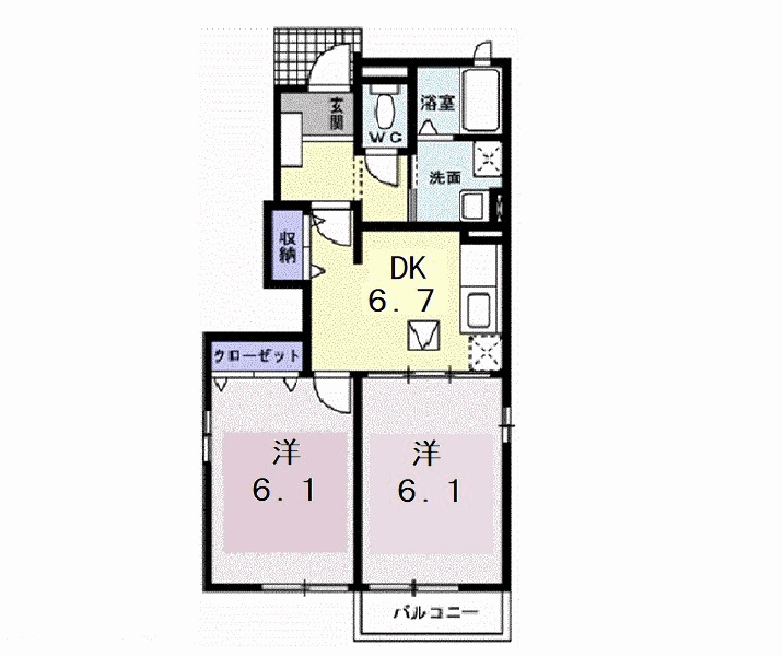 シエラヴィラ(2DK/1階)の間取り写真
