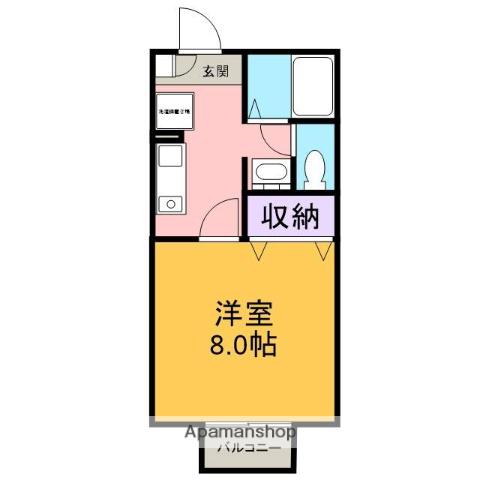 セジュール弦(1K/2階)の間取り写真