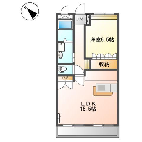 サンシャイン三好(1LDK/1階)の間取り写真
