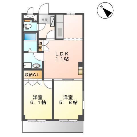 プロニティハウス薫(2LDK/1階)の間取り写真
