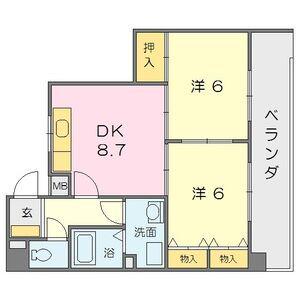 SUN・CEDAR(2DK/4階)の間取り写真