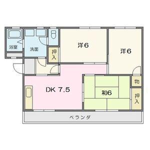 ハイツ朝日ヶ丘(3DK/1階)の間取り写真