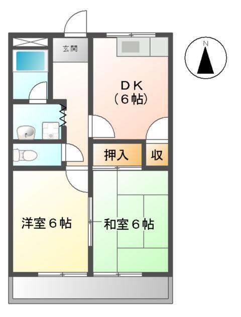 ベレックス(2DK/2階)の間取り写真