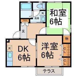 メゾンKATO(2DK/1階)の間取り写真