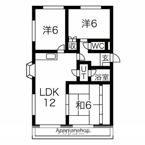 マンション菅沼(3LDK/1階)の間取り写真