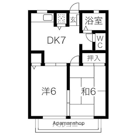 神池ソレイユ(2DK/2階)の間取り写真