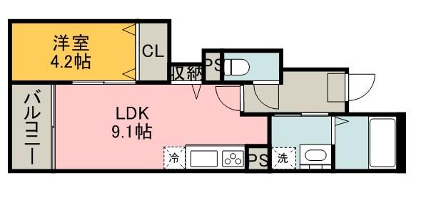 グラン・プラス オーブ(1LDK/1階)の間取り写真