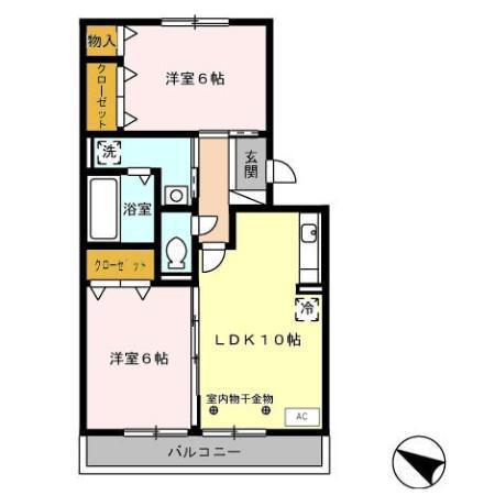 メゾンあざぶB棟(2LDK/3階)の間取り写真