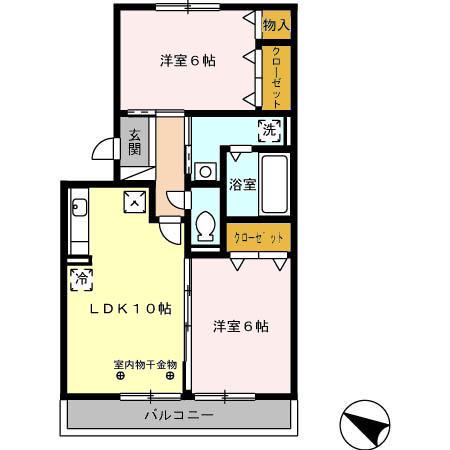 メゾンあざぶB棟(2LDK/1階)の間取り写真
