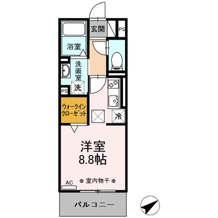 グランピュア土橋(ワンルーム/1階)の間取り写真