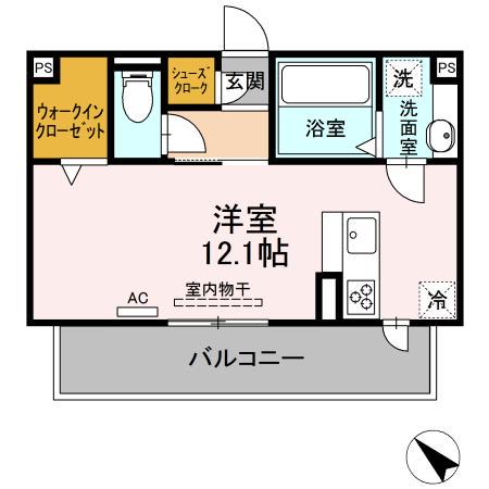 ドマーニ(ワンルーム/3階)の間取り写真