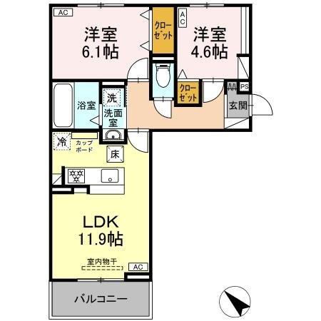 ラコリーナ花園(2LDK/1階)の間取り写真