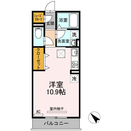 ベッロ・ルーチェ IV(ワンルーム/1階)の間取り写真