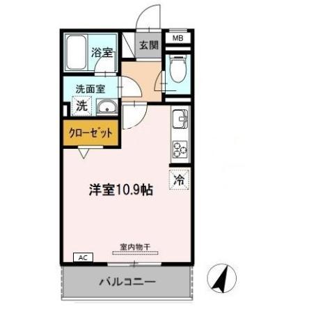 ベルウッド(ワンルーム/3階)の間取り写真