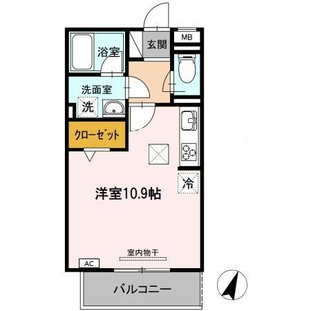 ベルウッド(ワンルーム/1階)の間取り写真