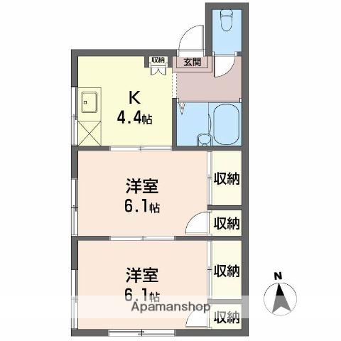 高上ハイツ(2K/1階)の間取り写真