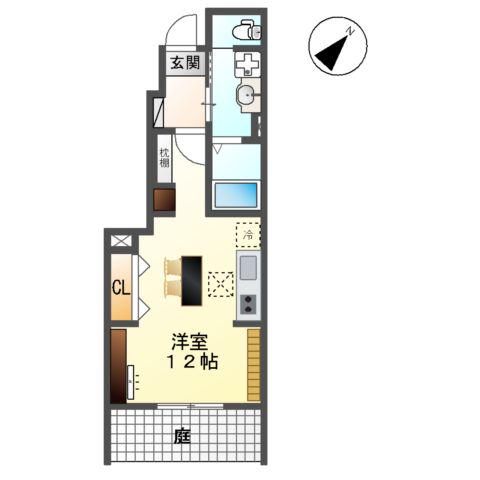 シェーンハイト(ワンルーム/1階)の間取り写真