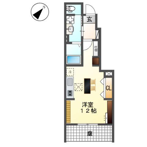 シェーンハイト(ワンルーム/1階)の間取り写真