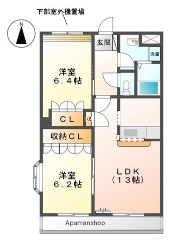 コンフォースステージM(2LDK/2階)の間取り写真