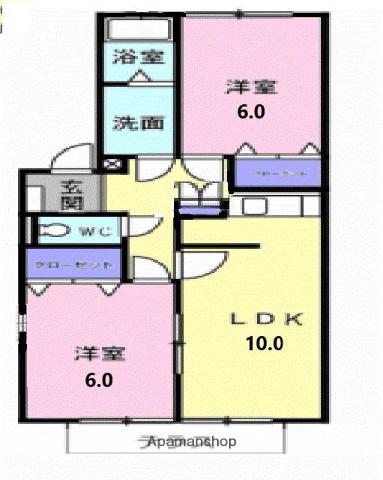 プリマヴェーラ(2LDK/1階)の間取り写真