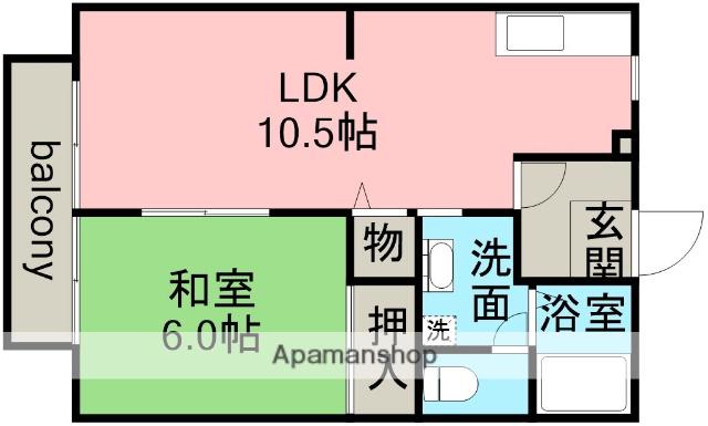 ヴィラ東野(1LDK/1階)の間取り写真