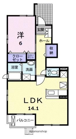バロンドールⅡ(1LDK/1階)の間取り写真