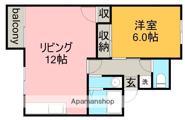 ニュータウンビュー(1LDK/2階)の間取り写真