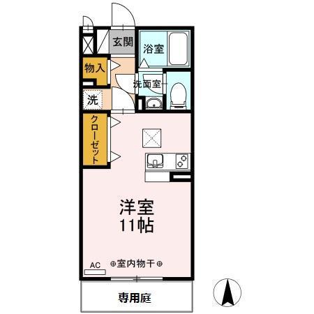 メゾングランデス(ワンルーム/1階)の間取り写真