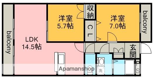 ハイツK&S(2LDK/2階)の間取り写真