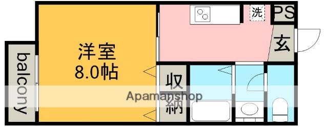 SURPLUS ラーム ふじ(1K/1階)の間取り写真