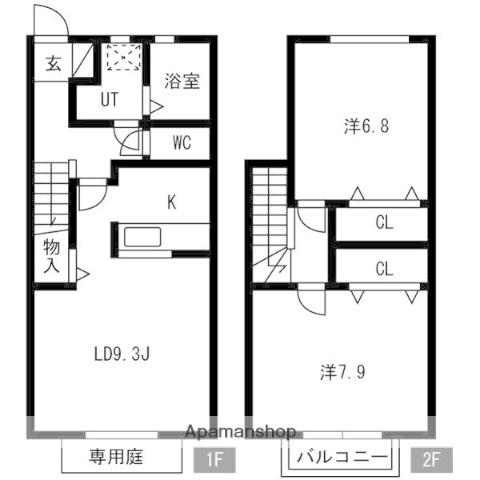 グランシャリオ(2LDK/1階)の間取り写真