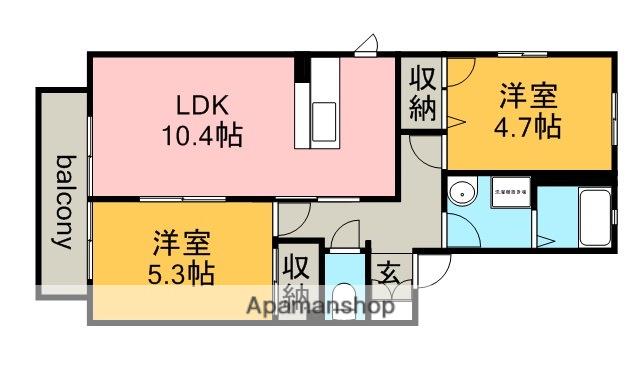 フェアリーテール(2LDK/2階)の間取り写真