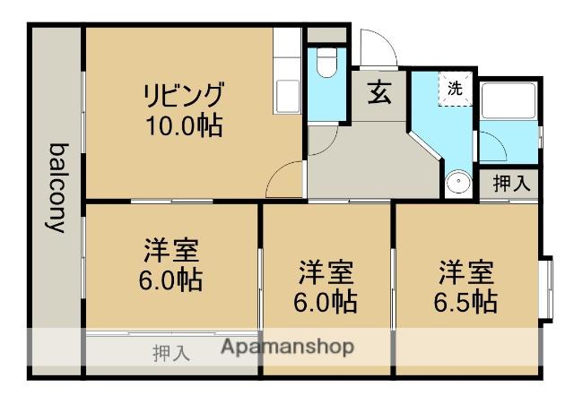 ドミールブラン(3LDK/4階)の間取り写真