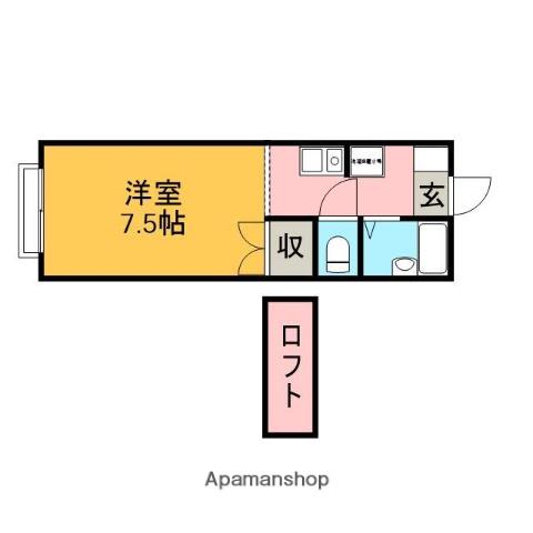 エステートピア藤山台(1K/2階)の間取り写真