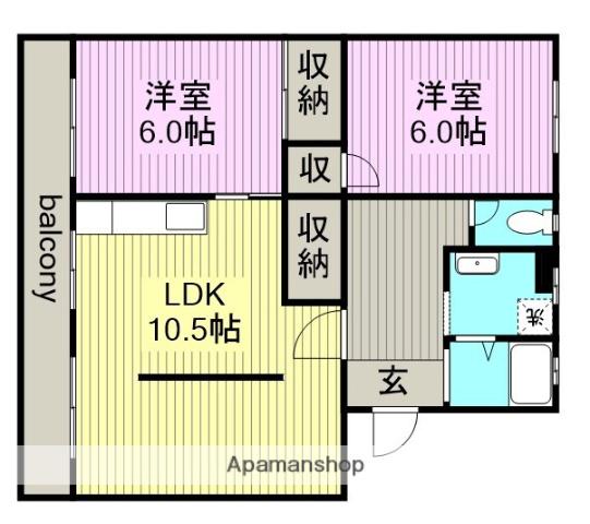 プリミエール林島(2LDK/3階)の間取り写真