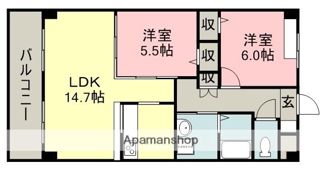 CRECER ウエスト(2LDK/1階)の間取り写真